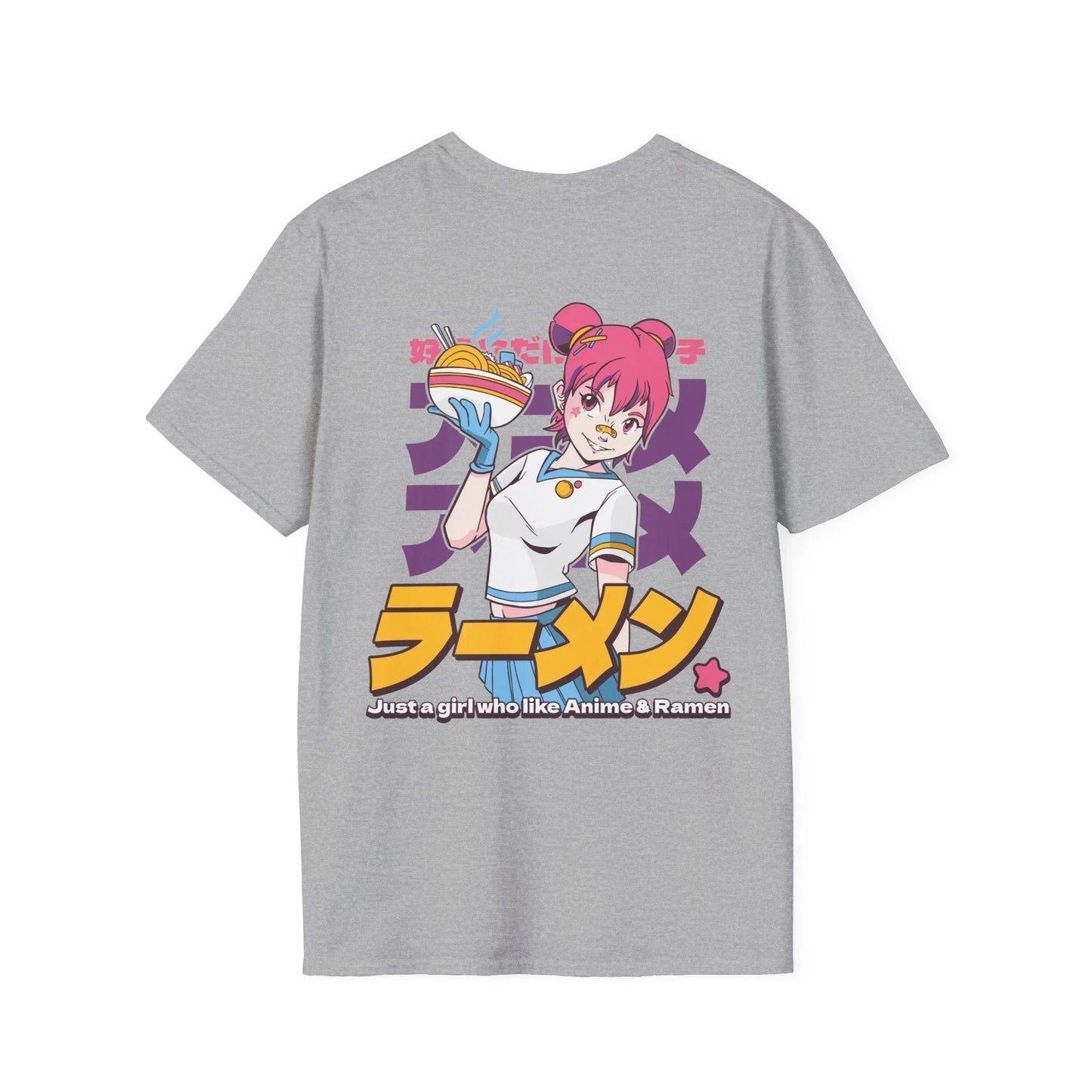 Just a girl who like Anime & Ramen - Anime World - Unisex T-Shirt - Back Print - STREET STYLE