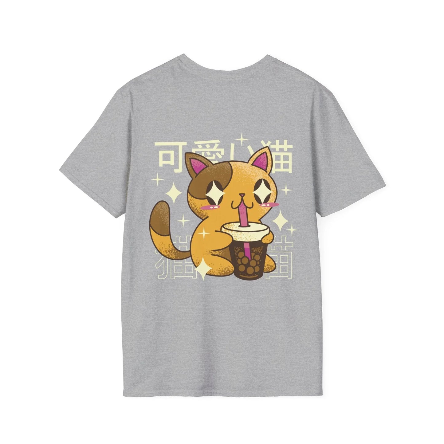 Cat Bubble Tea - Kawaii Character - Unisex T-Shirt - Back Print - STREET STYLE
