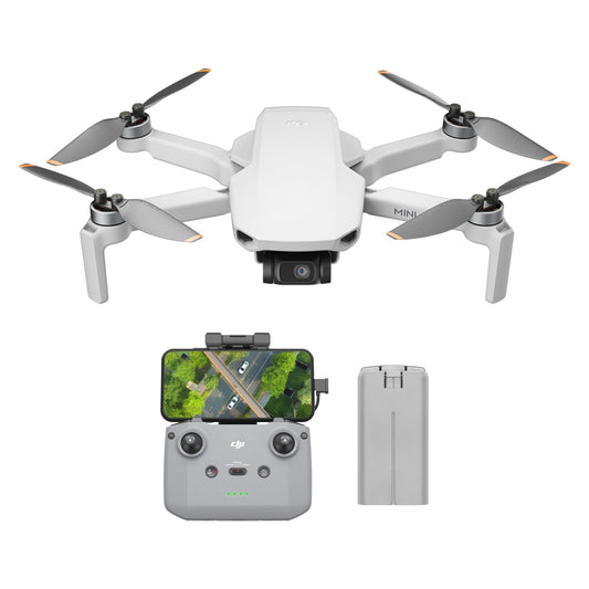 DJI Mini 4K Camera Drone Combo, drone per adulti, fotocamera 4K UHD, < 249 g, stabilizzatore 3 assi, trasmissione video 10 km, return automatico, 2 batterie per tempo di volo fino a 62 minuti