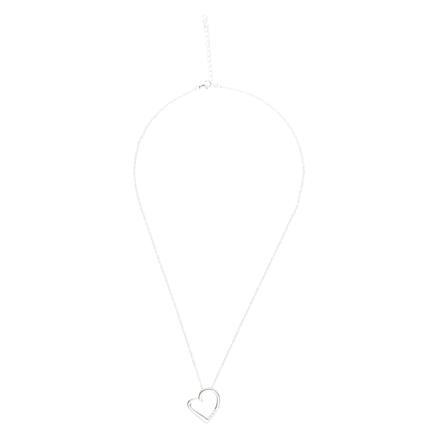 14K Silver Plated Necklace Love Heart Pave Pendant Necklace - STREET STYLE