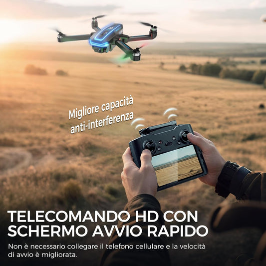 G10 GPS Drones con Telecamera EIS 4K(Radiocomando con Schermo)45 Min di Volo,600M/FT FPV Transmissione,Droni con Motor Brushless,Brushless Motore,Ritorno Auto,Quadricotter per Principianti e Adulti,C0