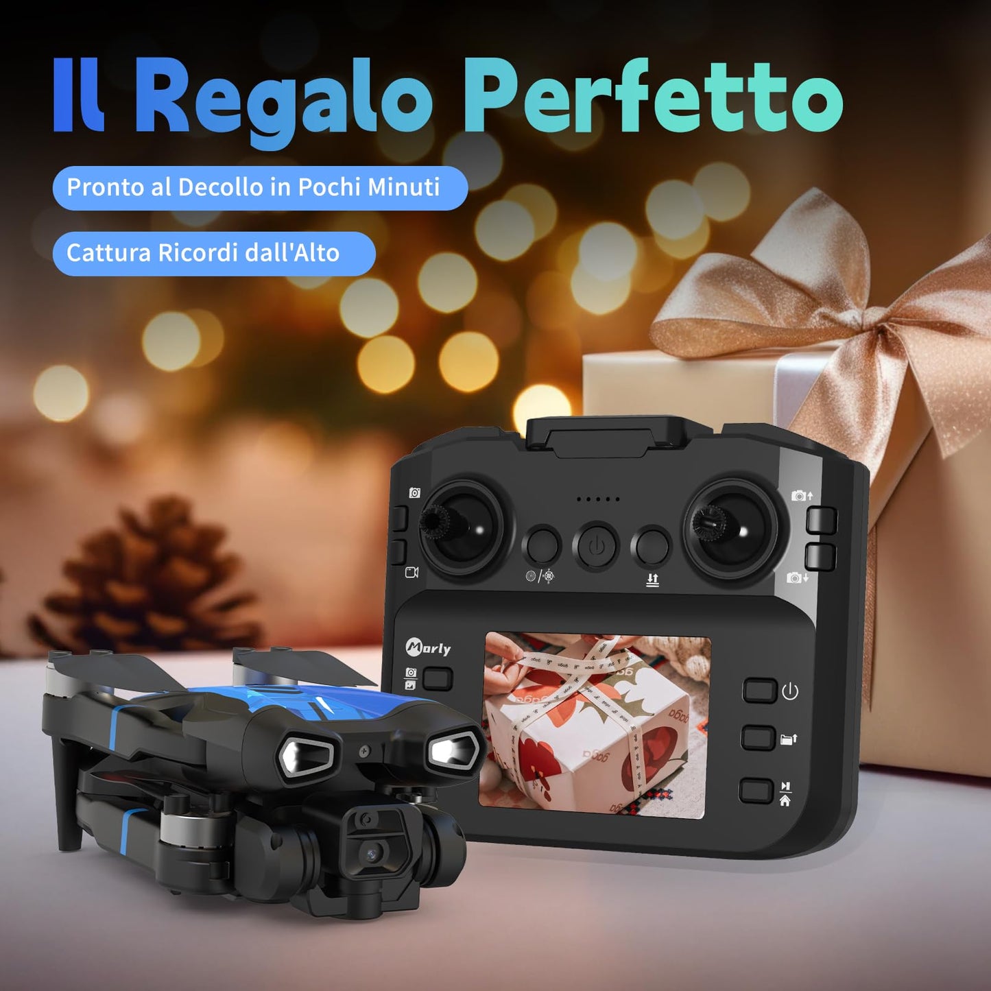 M18LCD Mini Drone con Fotocamera 4K Drone Con Telecomando LCD 3D Flip Design Pieghevole Telecomando Ricaricabile 3 Velocità Quadricottero RC per Principianti