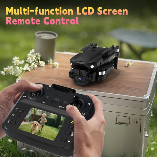 Pieghevole Drone con Telecamera 4K, Droni con Trasmissione su Schermo LCD, modalità Headless, Regolazione Elettrica a 90°, Quadricottero RC per Adulti, TD12LCD Drone per Principianti