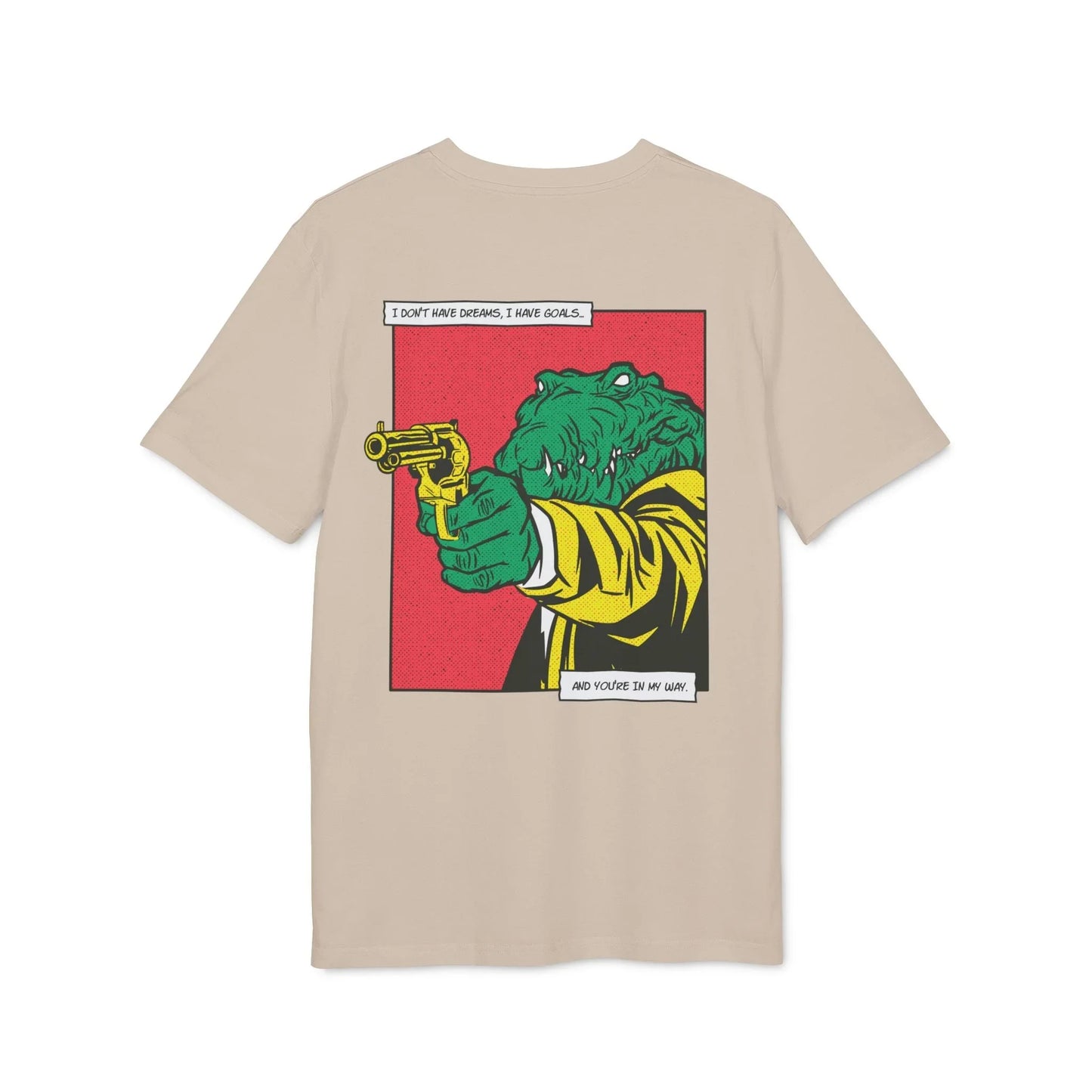 Alligator with Gun - Comic Mafia - Premium Bio Unisex T-Shirt - Back Print - STREET STYLE