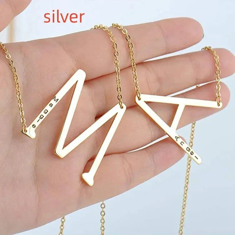 26 English Letter Pendant European Titanium Steel Necklace - Letter Pendant necklace - STREET STYLE