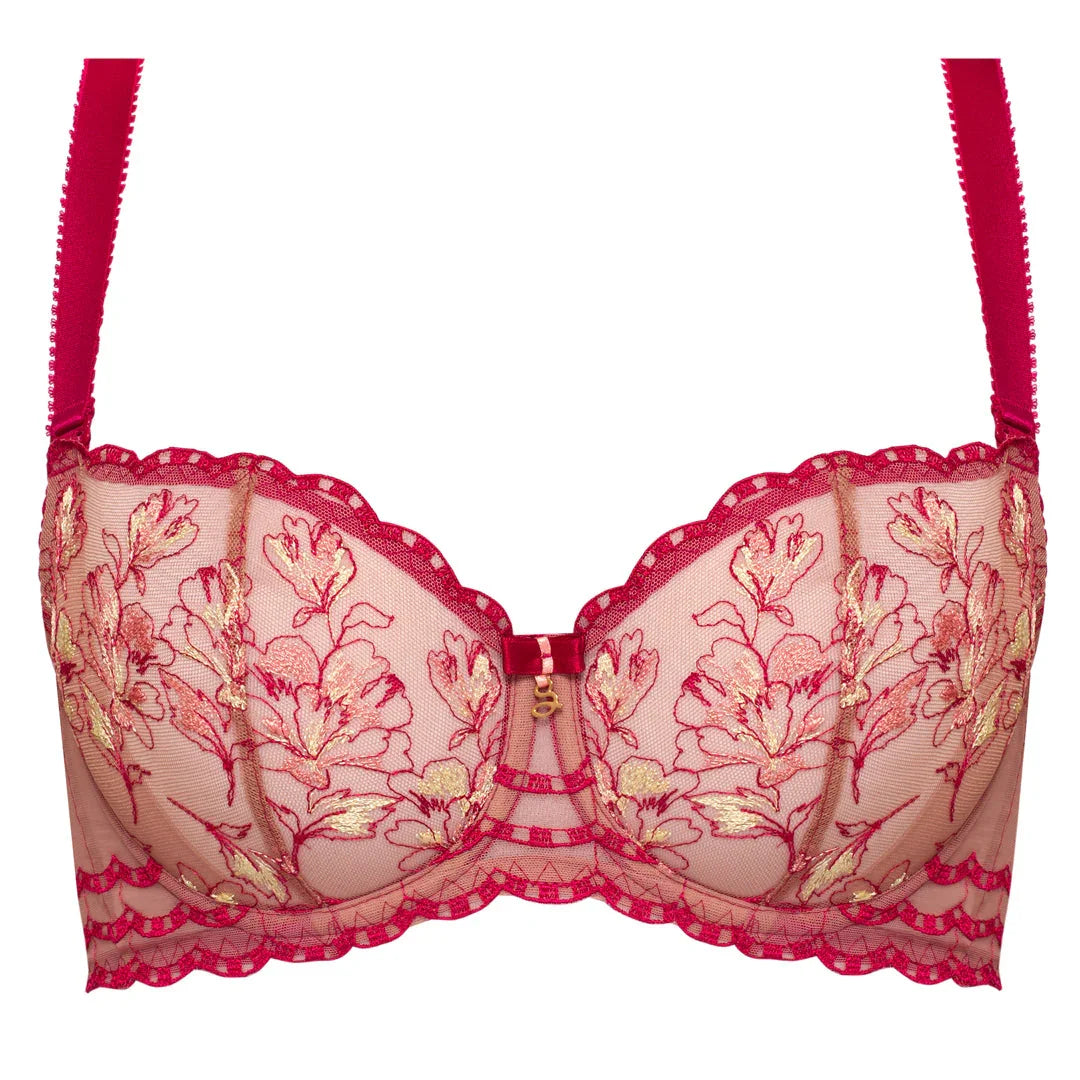 Sheer Mesh Embroidered Balconette Bra Daniela - STREET STYLE