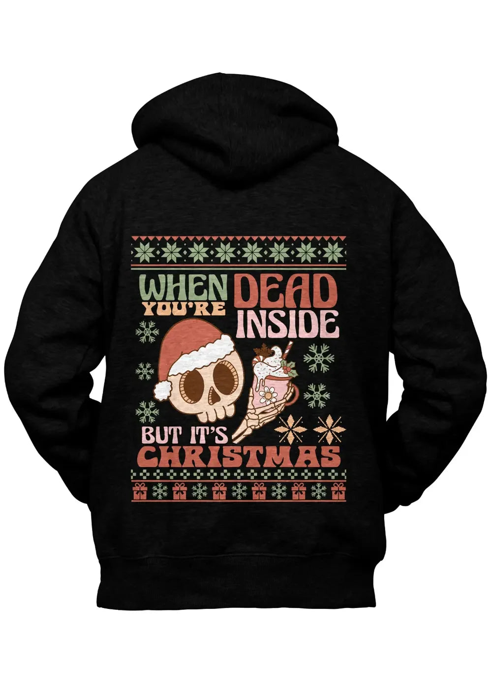 Felpa con Cappuccio Retro Teschio di Natale Ironica - STREET STYLE