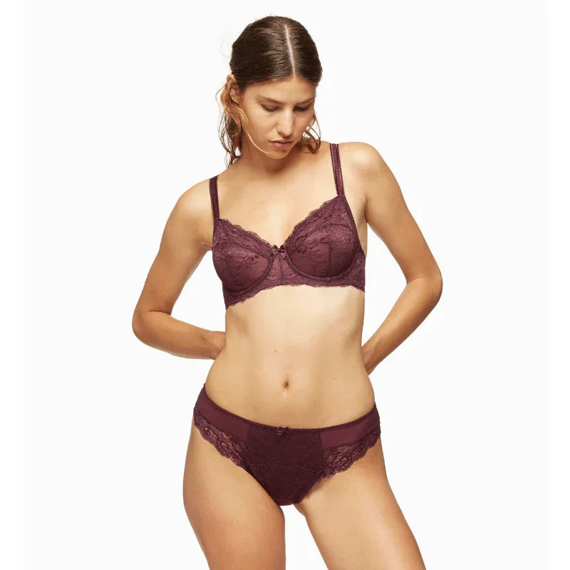 Full Figure Lace Unlined Bra Harlow Elderberry Purple | Blush Lingerie - STREET STYLE