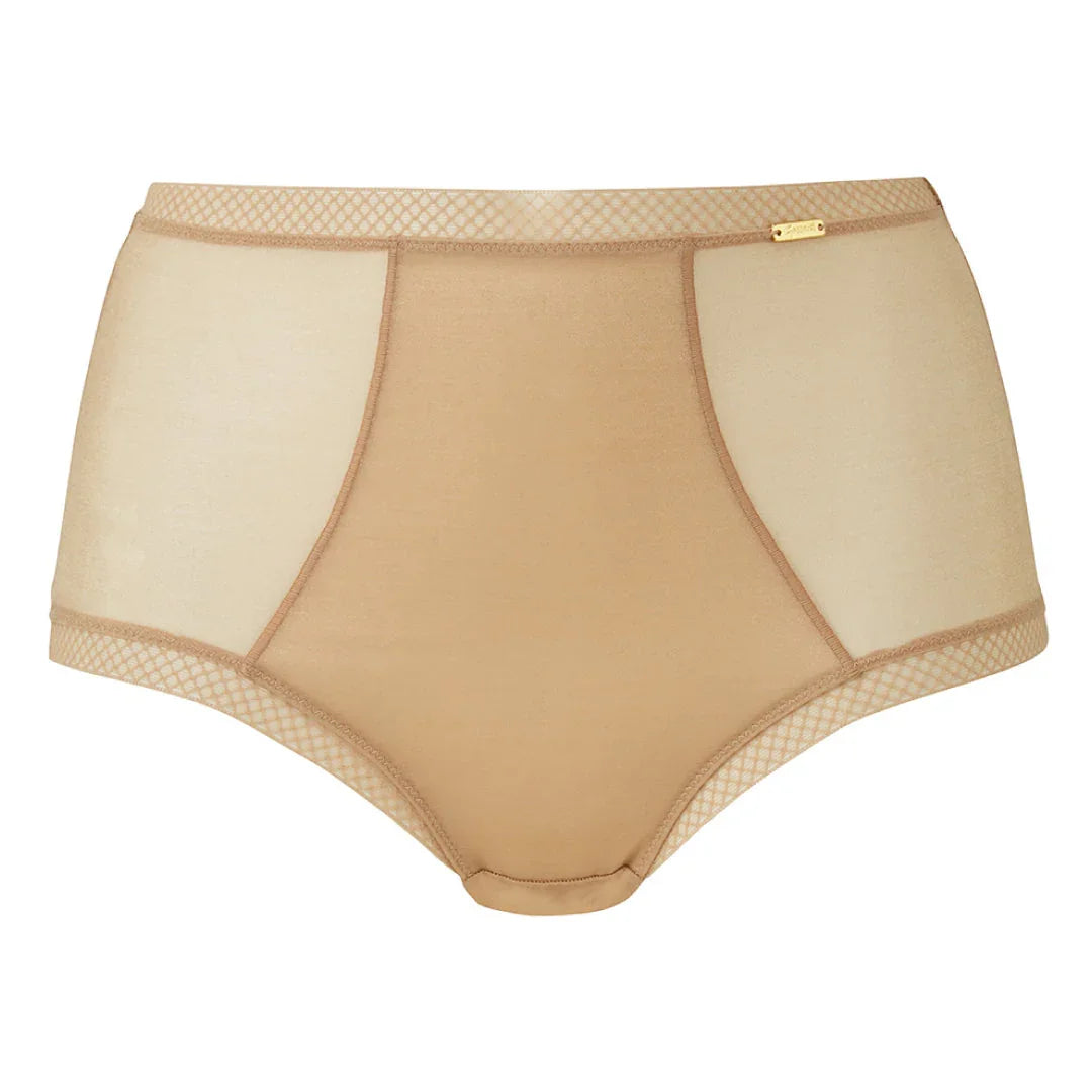Sheer High Waist Brief Panty Glossies Nude - STREET STYLE