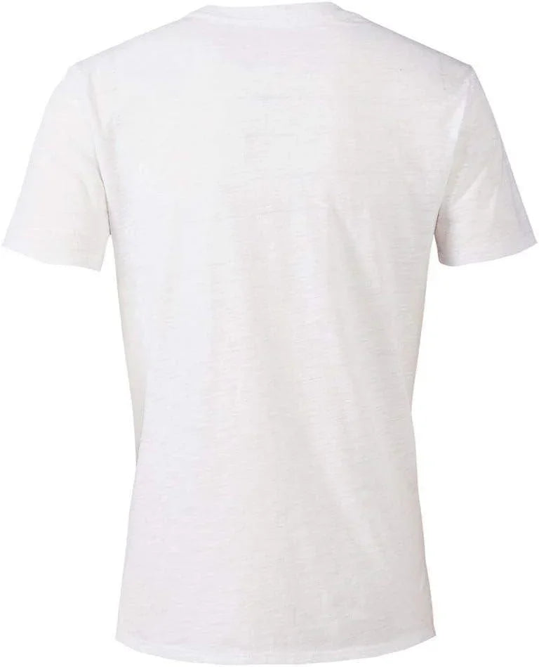 T-shirt uomo bianca streetwear in cotone, vista posteriore, stile urban essenziale