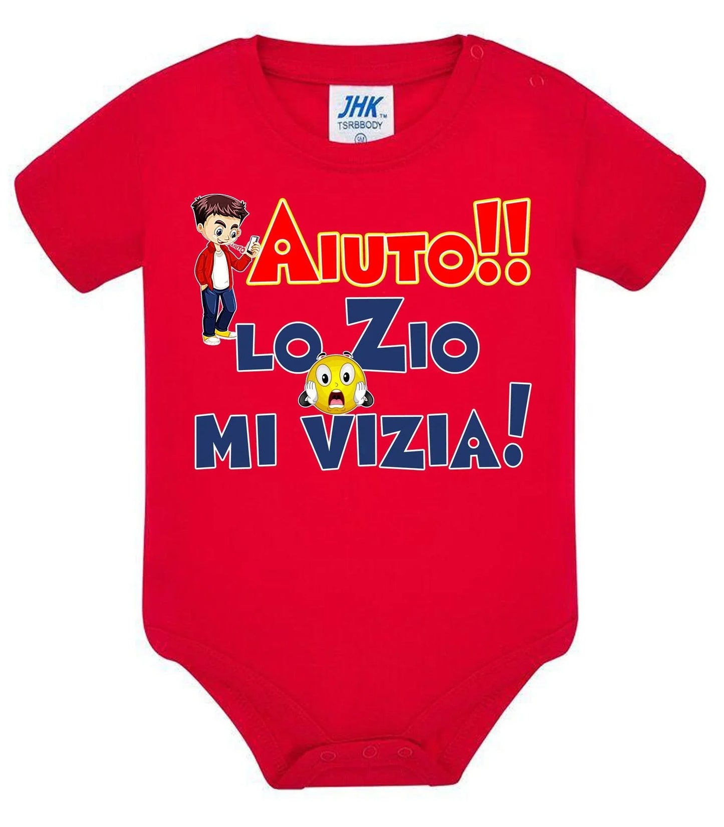 Aiuto la Zia o lo Zio mi Vizia Body da bambino/a a maniche corte 100% cotone JHK - STREET STYLE