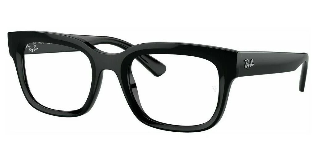 Occhiali da vista neri in acetato, design squadrato moderno, stile urban streetwear.