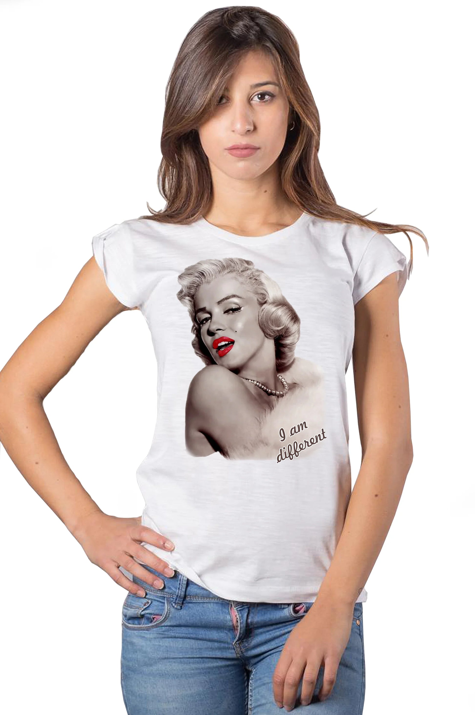 Marilyn Monroe Cantante Attrice The Legend 17-2 Lady Donna 100% Cotone Pettinato JK - STREET STYLE
