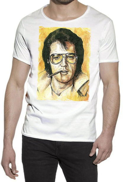 Elvis Scratc Cantante The Legend Stilizzato 18-100 T-shirt Urban Slub Men Uomo 100% Cotone Fiammato JK - STREET STYLE