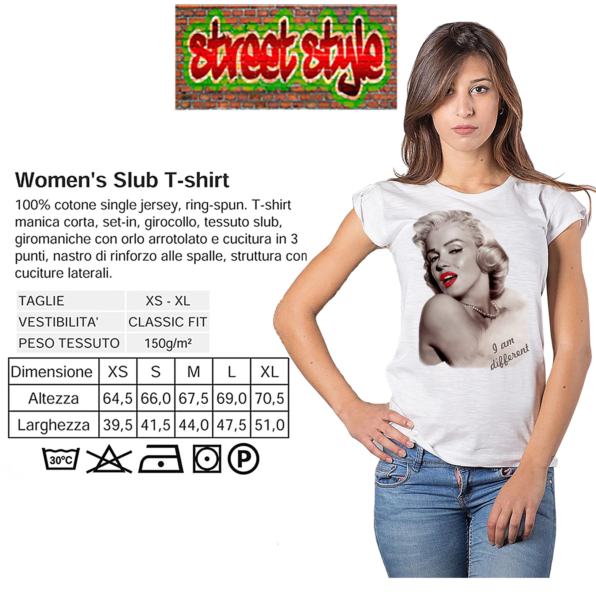 Marilyn Monroe Cantante Attrice The Legend 17-2 Lady Donna 100% Cotone Pettinato JK - STREET STYLE