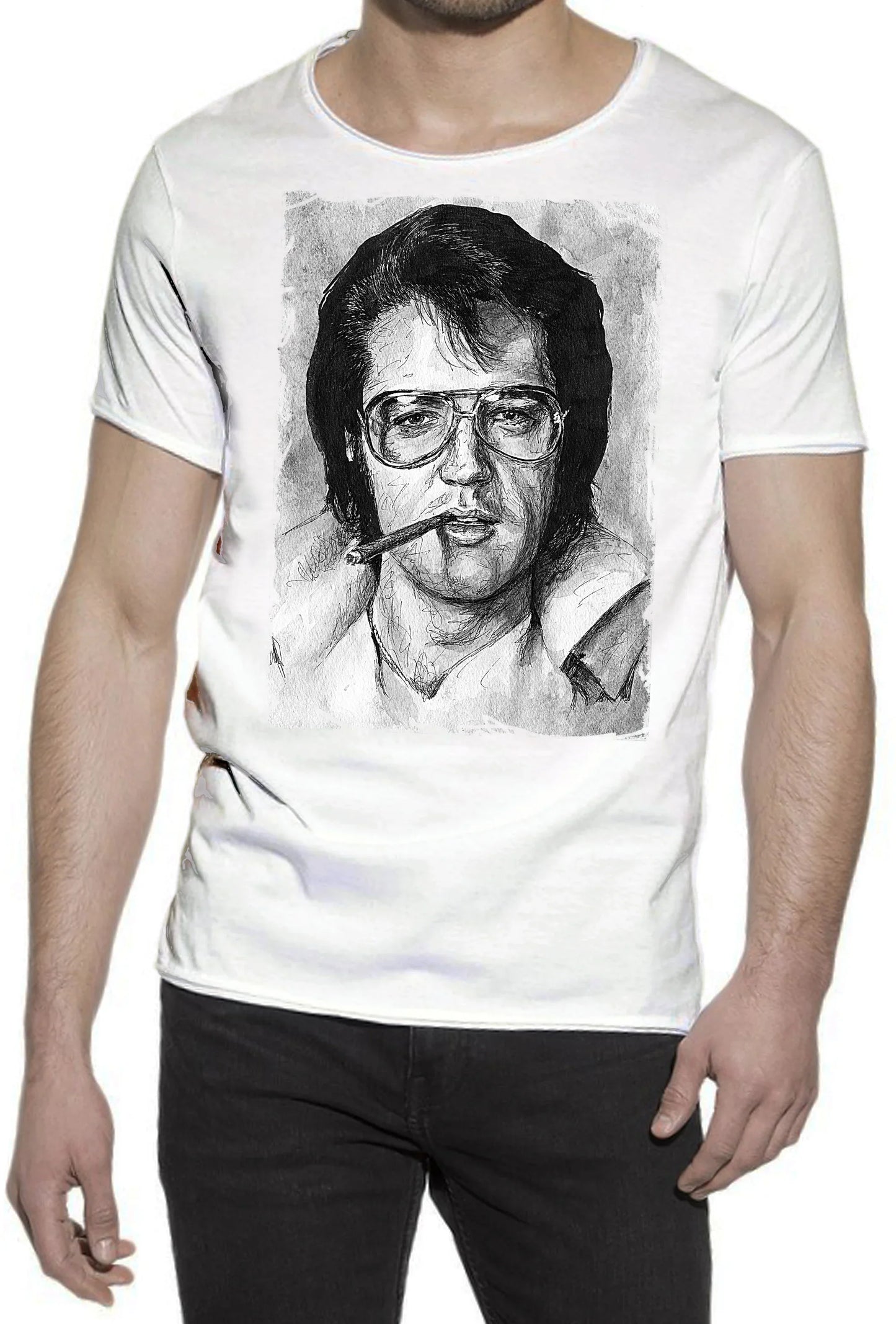 Elvis Scratc Cantante The Legend Stilizzato 18-100 T-shirt Urban Slub Men Uomo 100% Cotone Fiammato JK - STREET STYLE