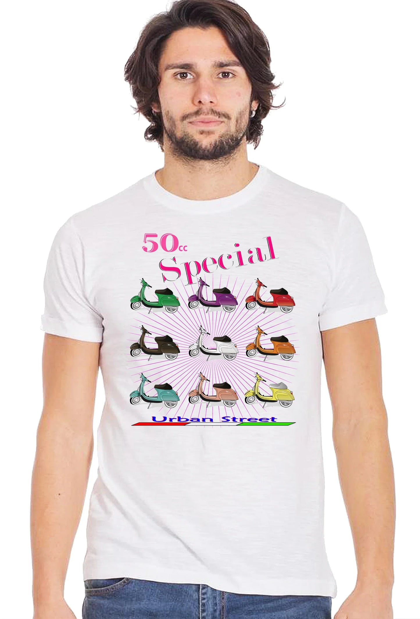 Vespa Multicolor Auto Moto e Bici 10-3 T-shirt Urban Men Uomo 100% Cotone Pettinato JK - STREET STYLE