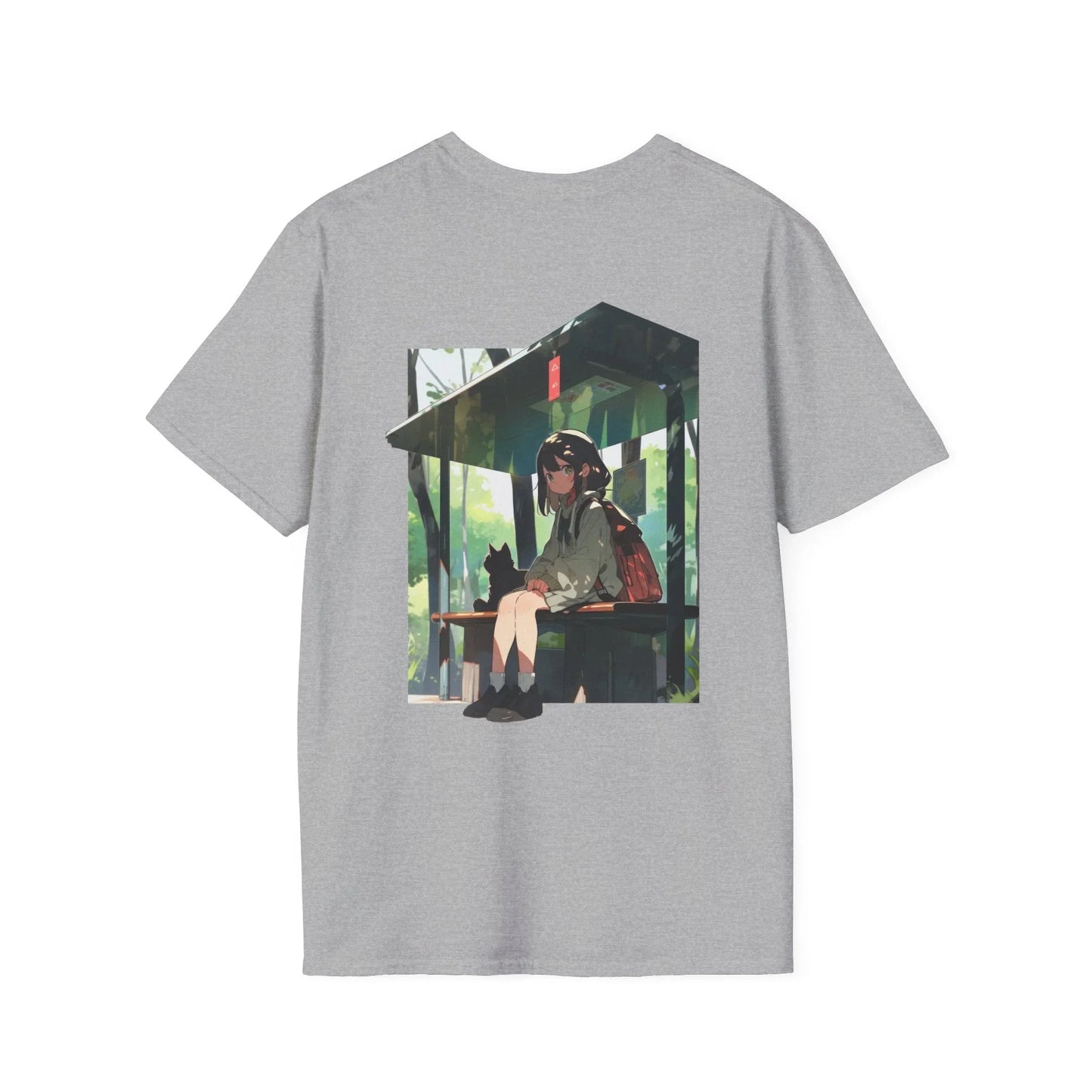 Bus Stop Girl - Anime World - Unisex T-Shirt - Back Print - STREET STYLE