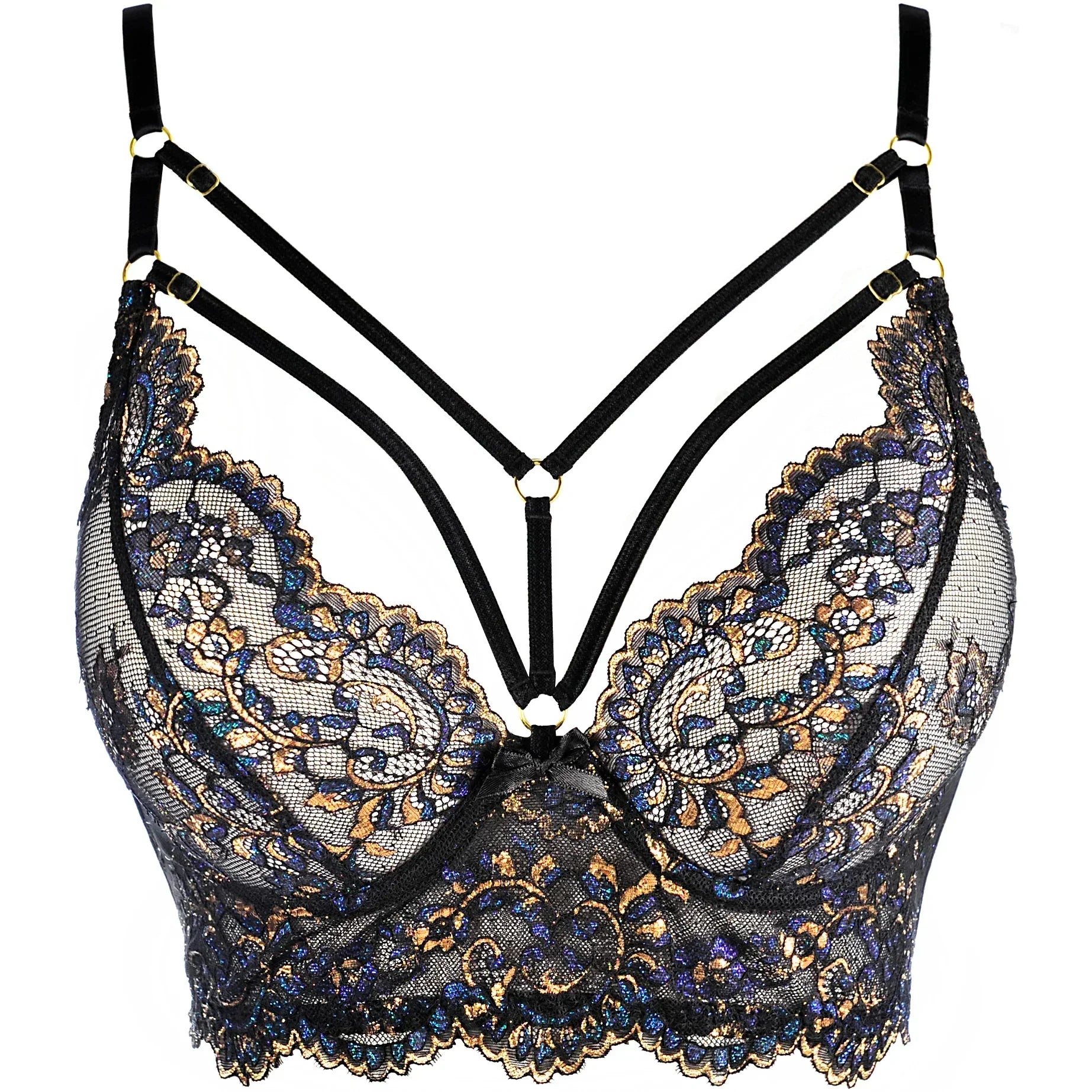 Sheer Lace Longline Plunge Bra Axami Sensations - STREET STYLE