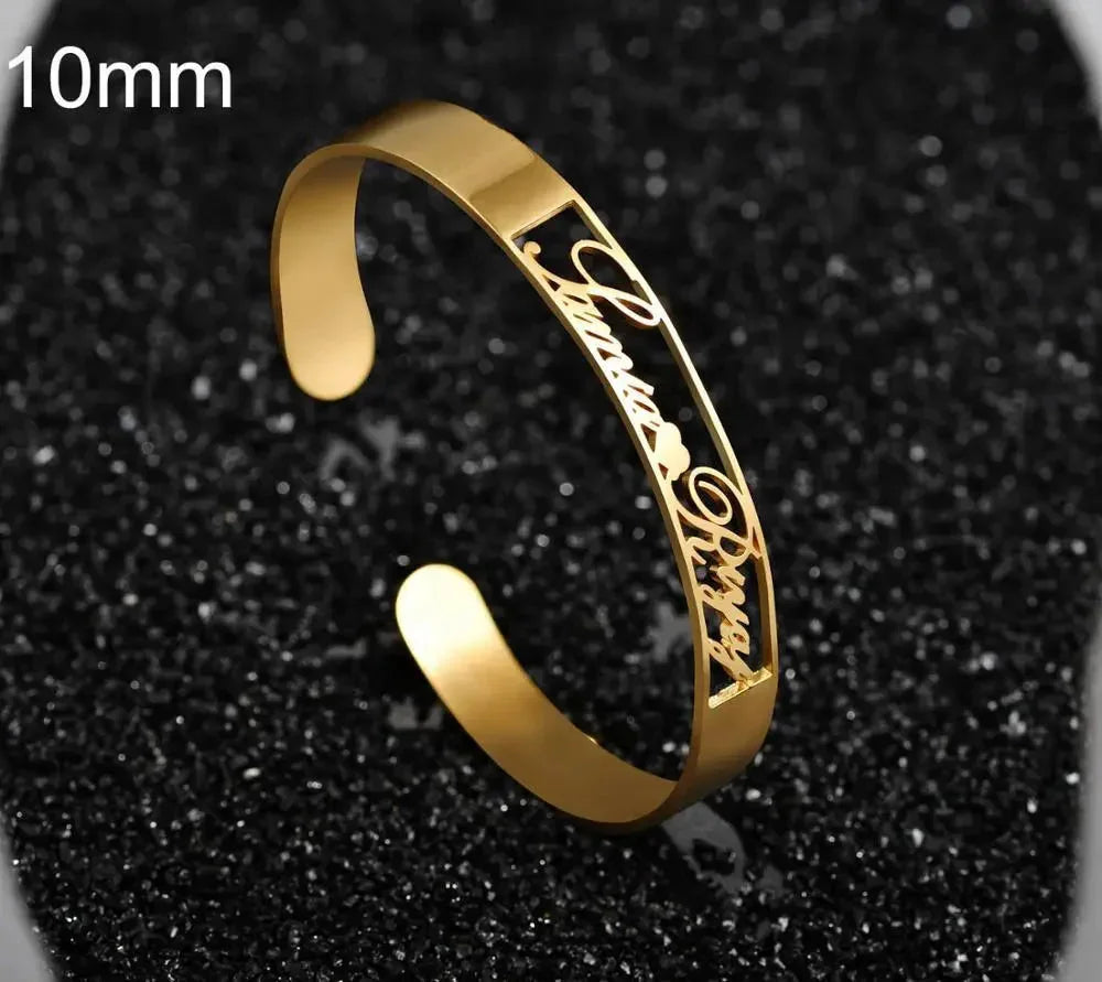 Customized Name Bracelet Personalized Custom Bangles Stainless Steel Jewelry - STREET STYLE