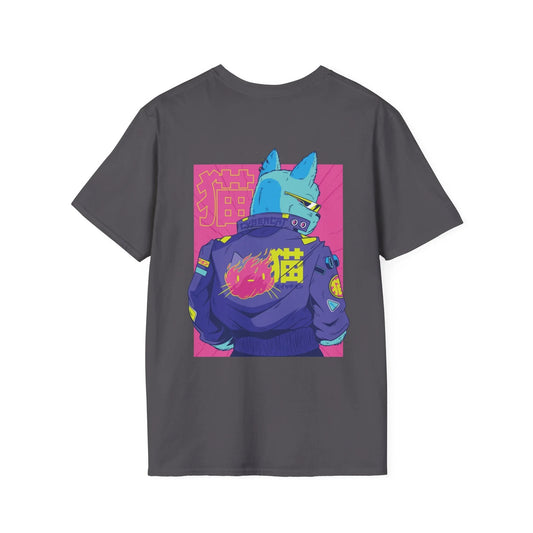 Cyberpunk Cat - Anime World - Unisex T-Shirt - Back Print - STREET STYLE