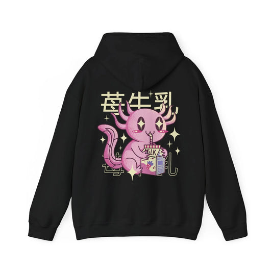 Axolotl Strawberry Milk - Kawaii Character - Unisex Hoodie - STREET STYLE