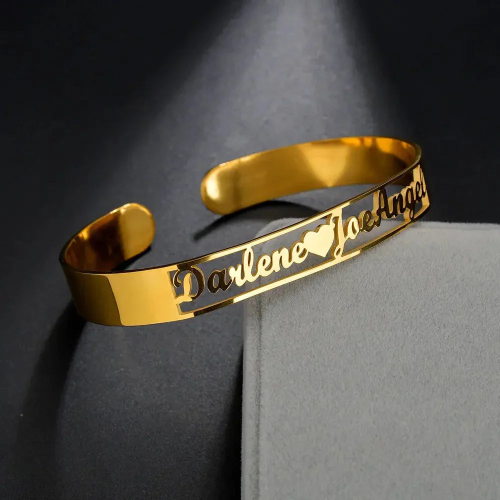 Customized Name Bracelet Personalized Custom Bangles Stainless Steel Jewelry - STREET STYLE