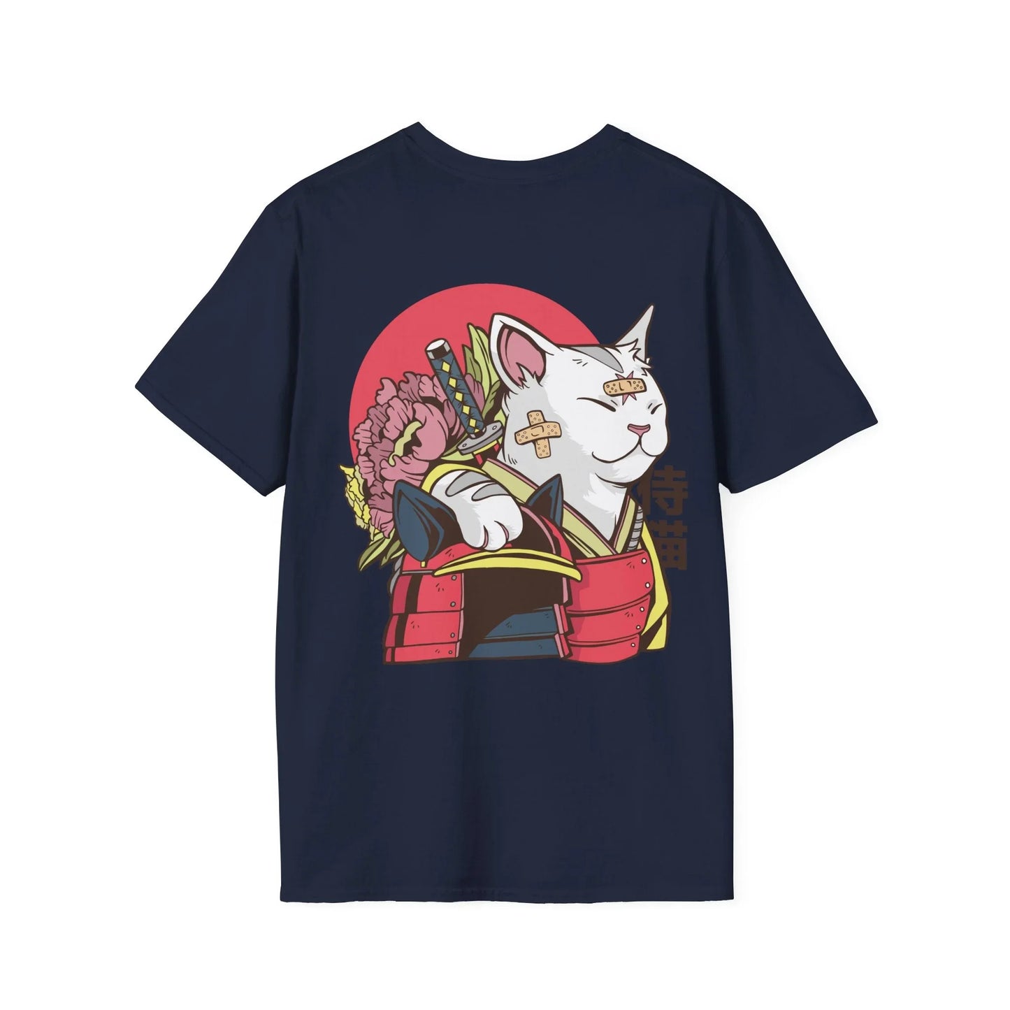 Samurai Cat - Anime World - Unisex T-Shirt - Back Print - STREET STYLE