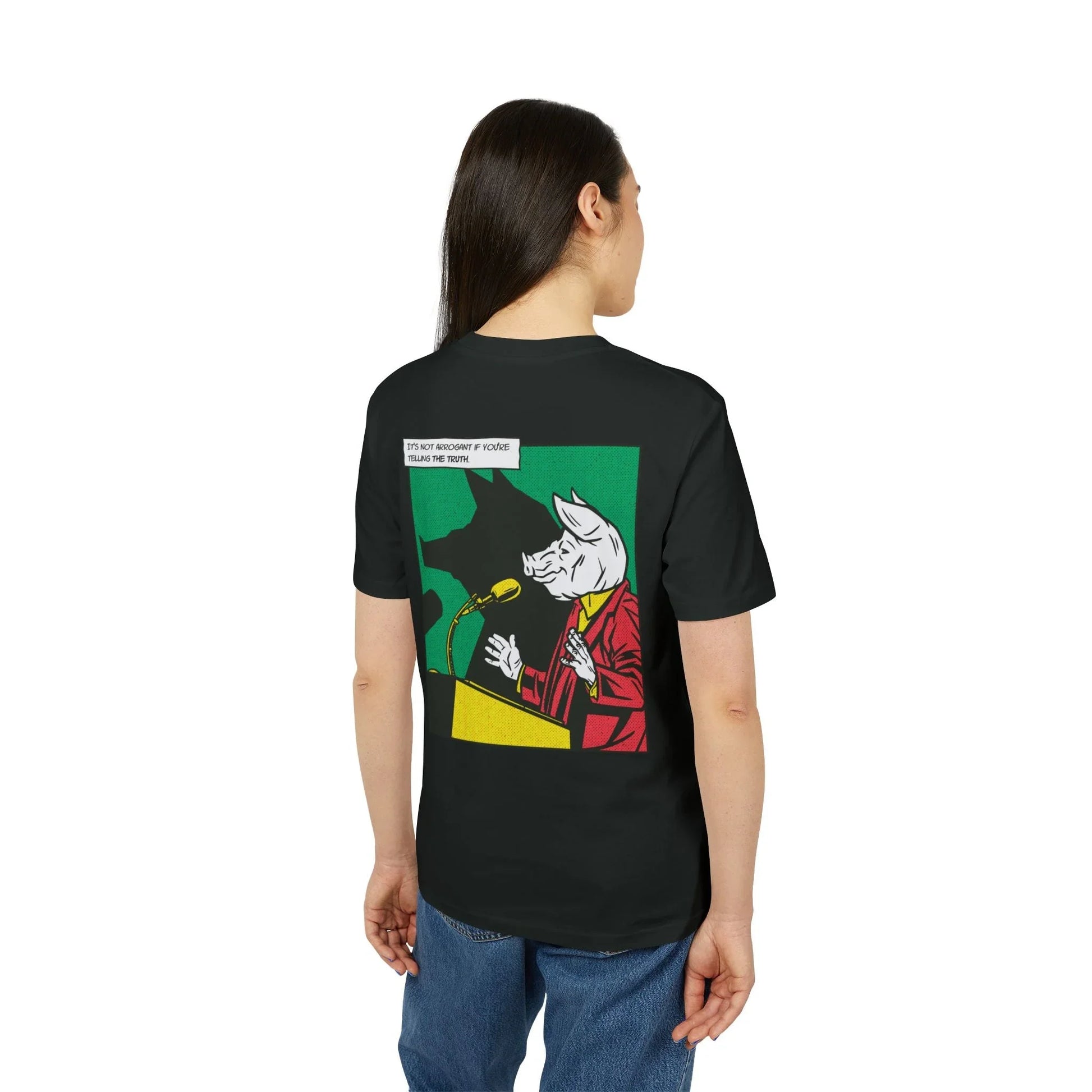 Pig Politician - Comic Mafia - Premium Bio Unisex T-Shirt - Back Print - STREET STYLE