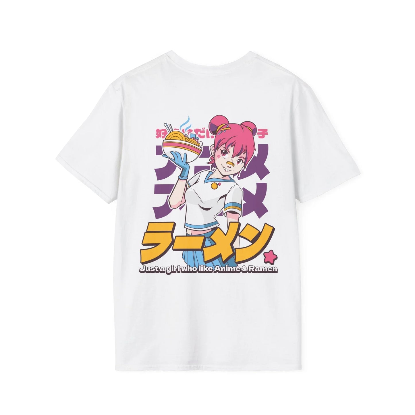 Just a girl who like Anime & Ramen - Anime World - Unisex T-Shirt - Back Print - STREET STYLE