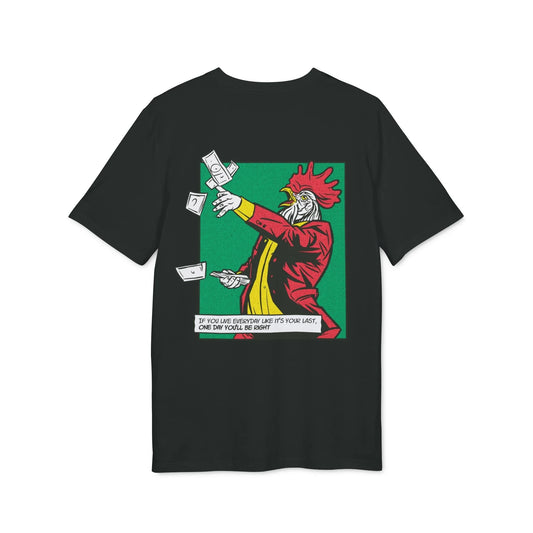 Rooster with Money - Comic Mafia - Premium Bio Unisex T-Shirt - Back Print - STREET STYLE