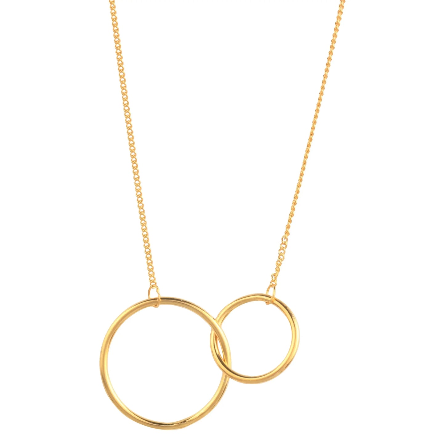 14K Gold Plated Two Circle Interlocking Pendant Necklace - STREET STYLE