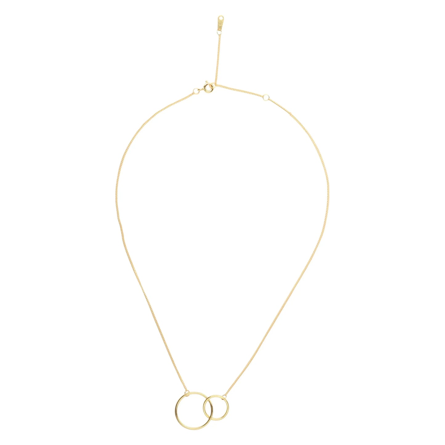 14K Gold Plated Two Circle Interlocking Pendant Necklace - STREET STYLE