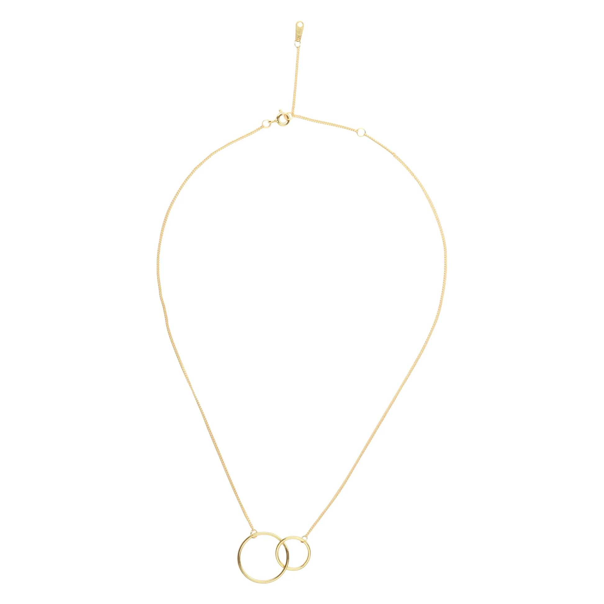 14K Gold Plated Two Circle Interlocking Pendant Necklace - STREET STYLE