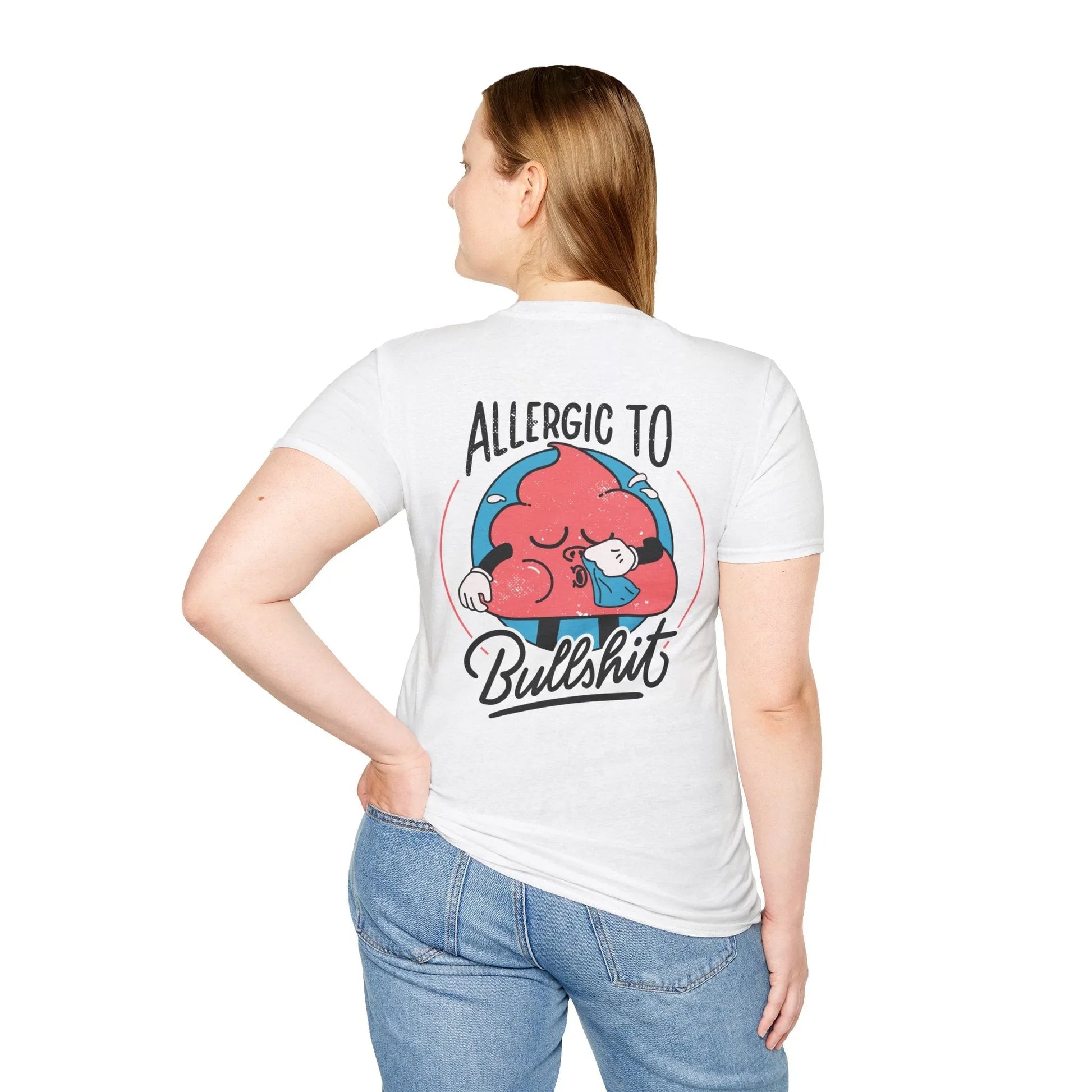 Allergic to Bullshit - Antisocial Retro - Unisex T-Shirt - Back Print - STREET STYLE