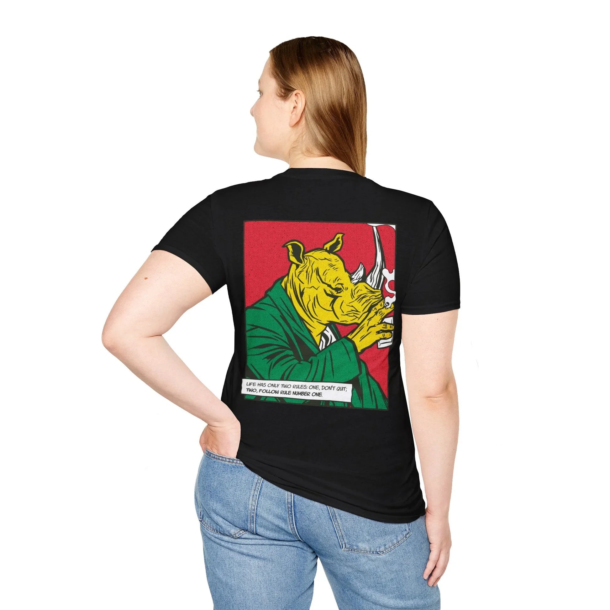 Rhinoceros - Comic Mafia - Unisex T-Shirt - Back Print - STREET STYLE