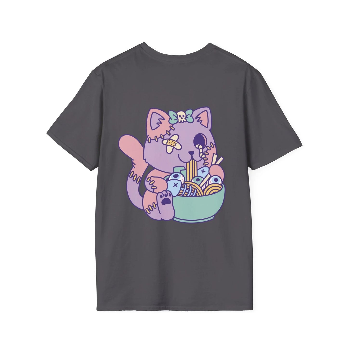 Goth Cat Ramen - Anime World - Unisex T-Shirt - Back Print - STREET STYLE