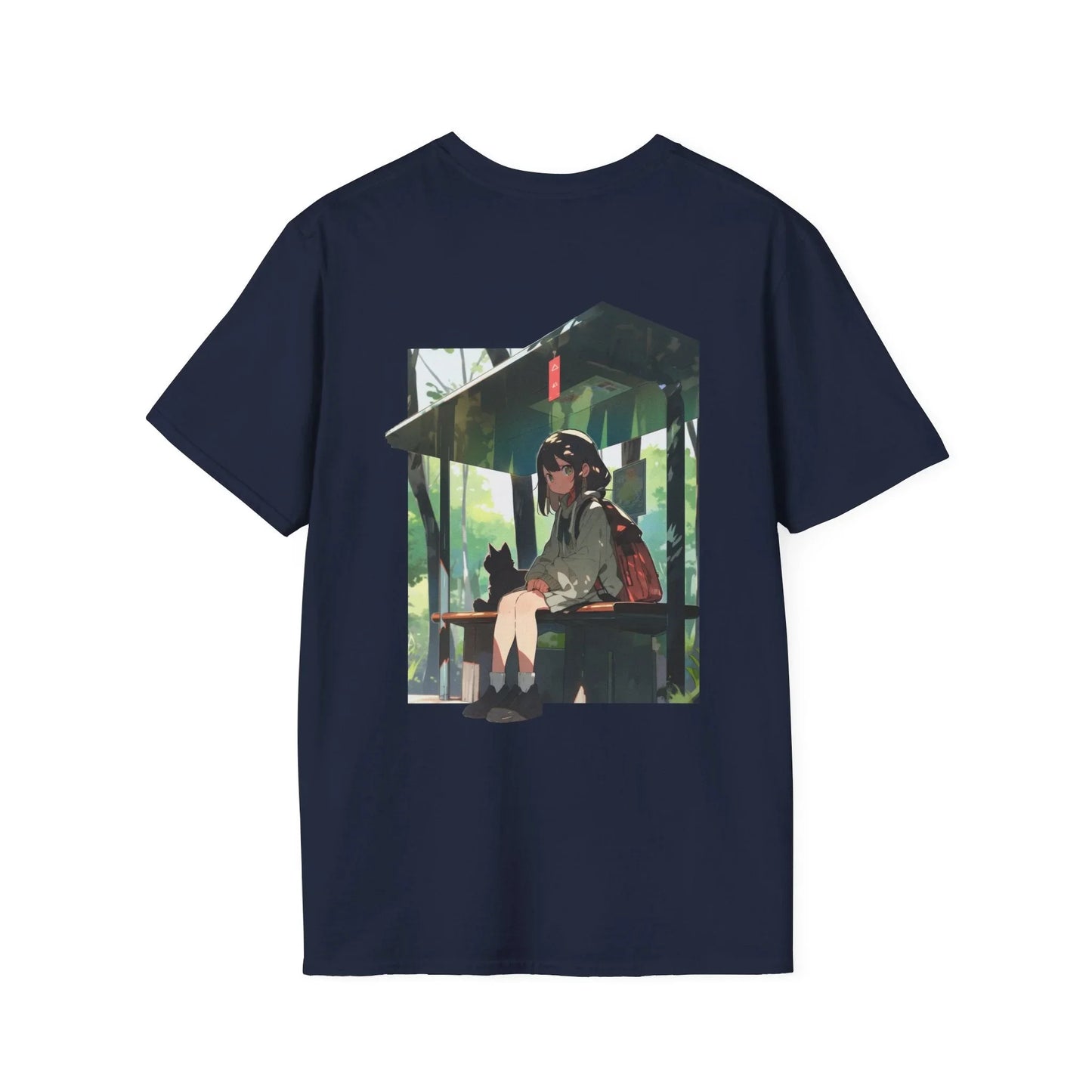 Bus Stop Girl - Anime World - Unisex T-Shirt - Back Print - STREET STYLE
