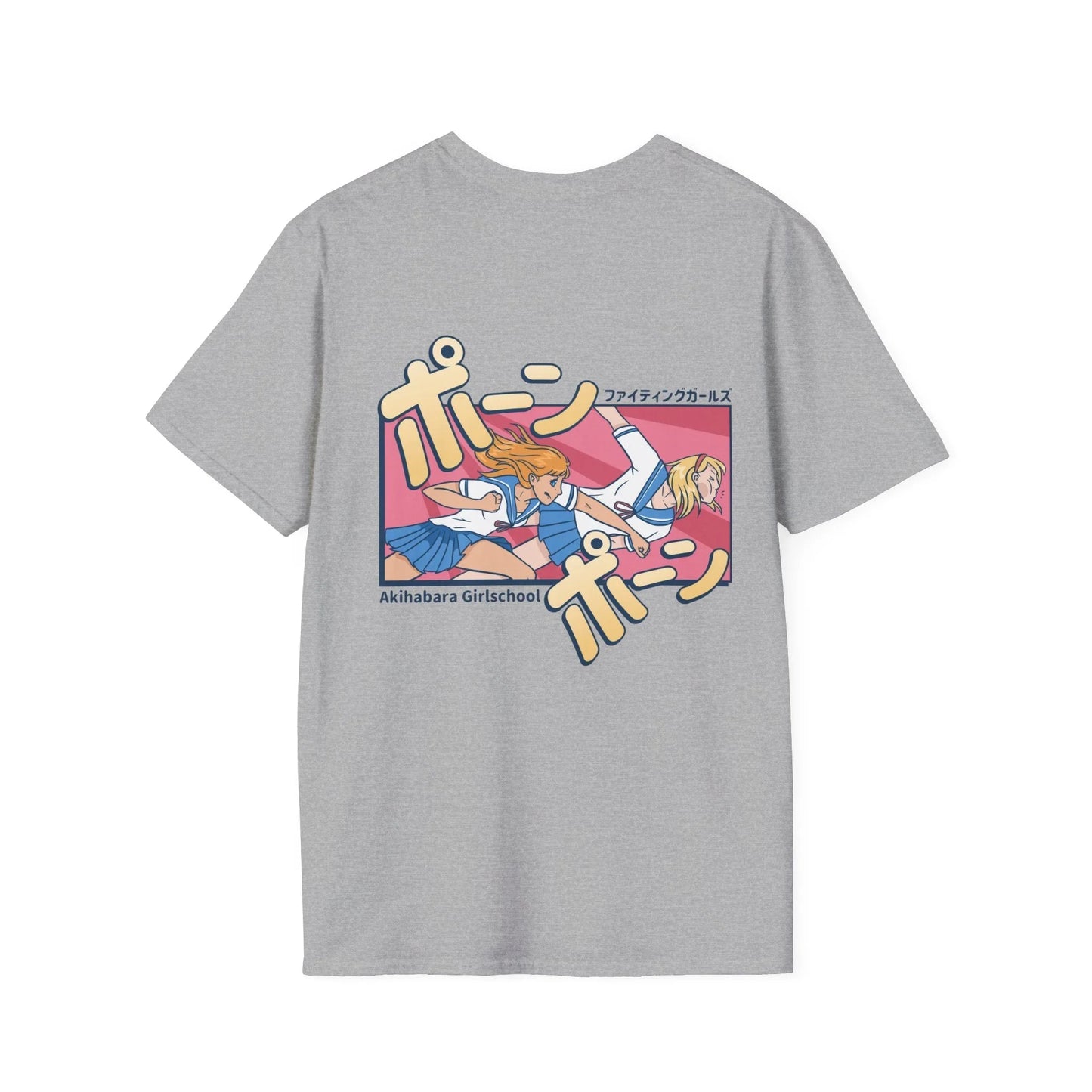 High School Girl Fight - Anime World - Unisex T-Shirt - Back Print - STREET STYLE