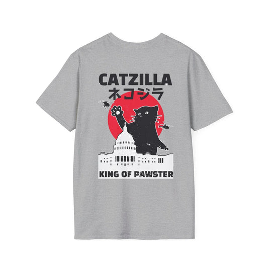 Catzilla King of Pawster - Anime World - Unisex T-Shirt - Back Print - STREET STYLE