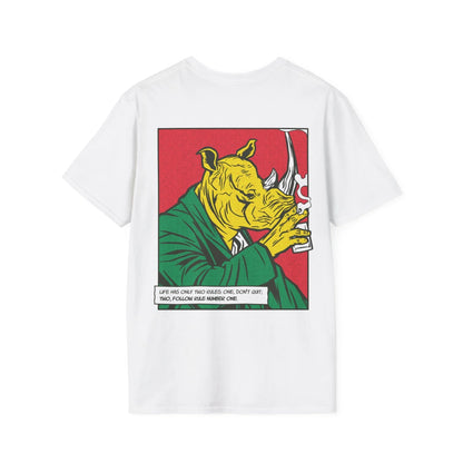 Rhinoceros - Comic Mafia - Unisex T-Shirt - Back Print - STREET STYLE