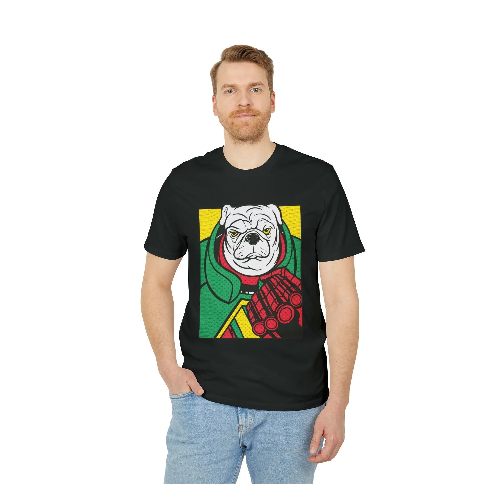 White Pug - Comic Mafia - Premium Bio Unisex T-Shirt - Front Print - STREET STYLE