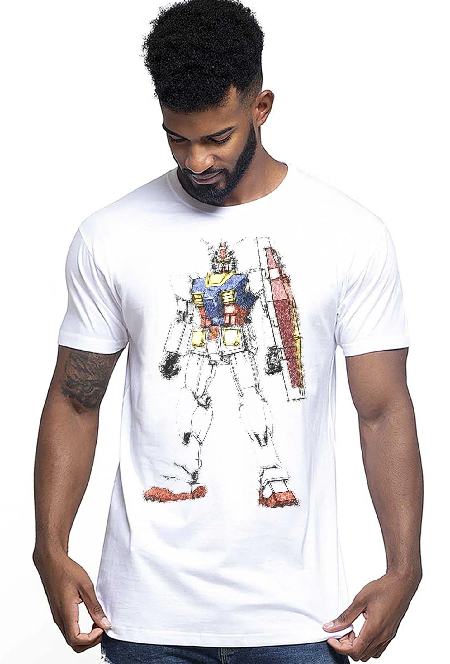 Gundam Stilizzato Finale Ufo Robot 1550 T-shirt Urban Men Uomo 100% Cotone Pettinato JK - STREET STYLE