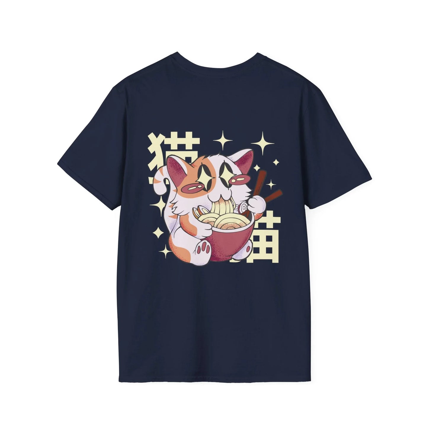Cat Ramen - Kawaii Character - Unisex T-Shirt - Back Print - STREET STYLE