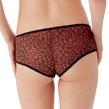 Gossard Glossies Red Leopard Print Sheer Boy Short Panty - STREET STYLE