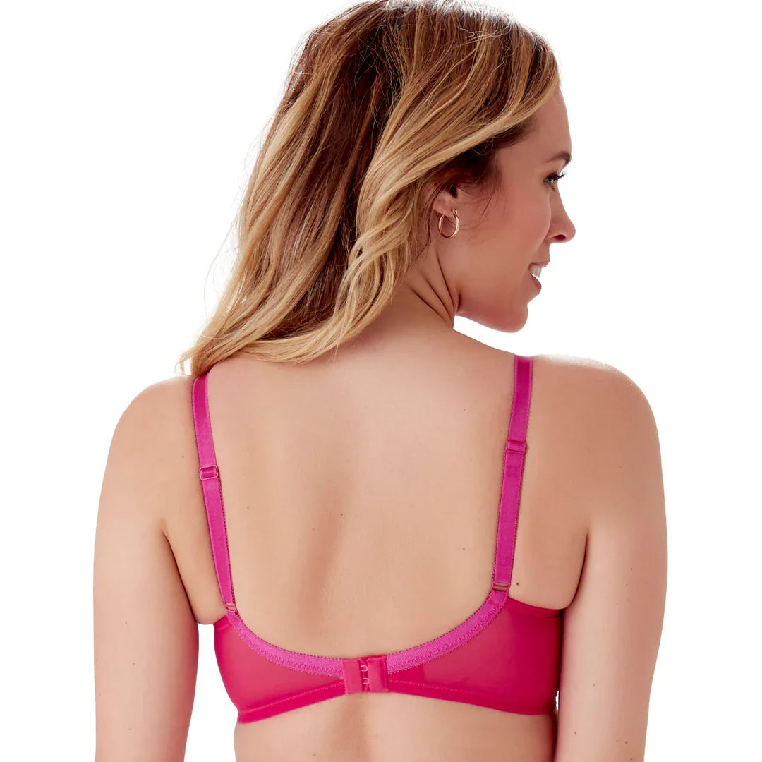 Gossard Glossies Lace Hot Pink Sheer Mesh Molded Bra - STREET STYLE