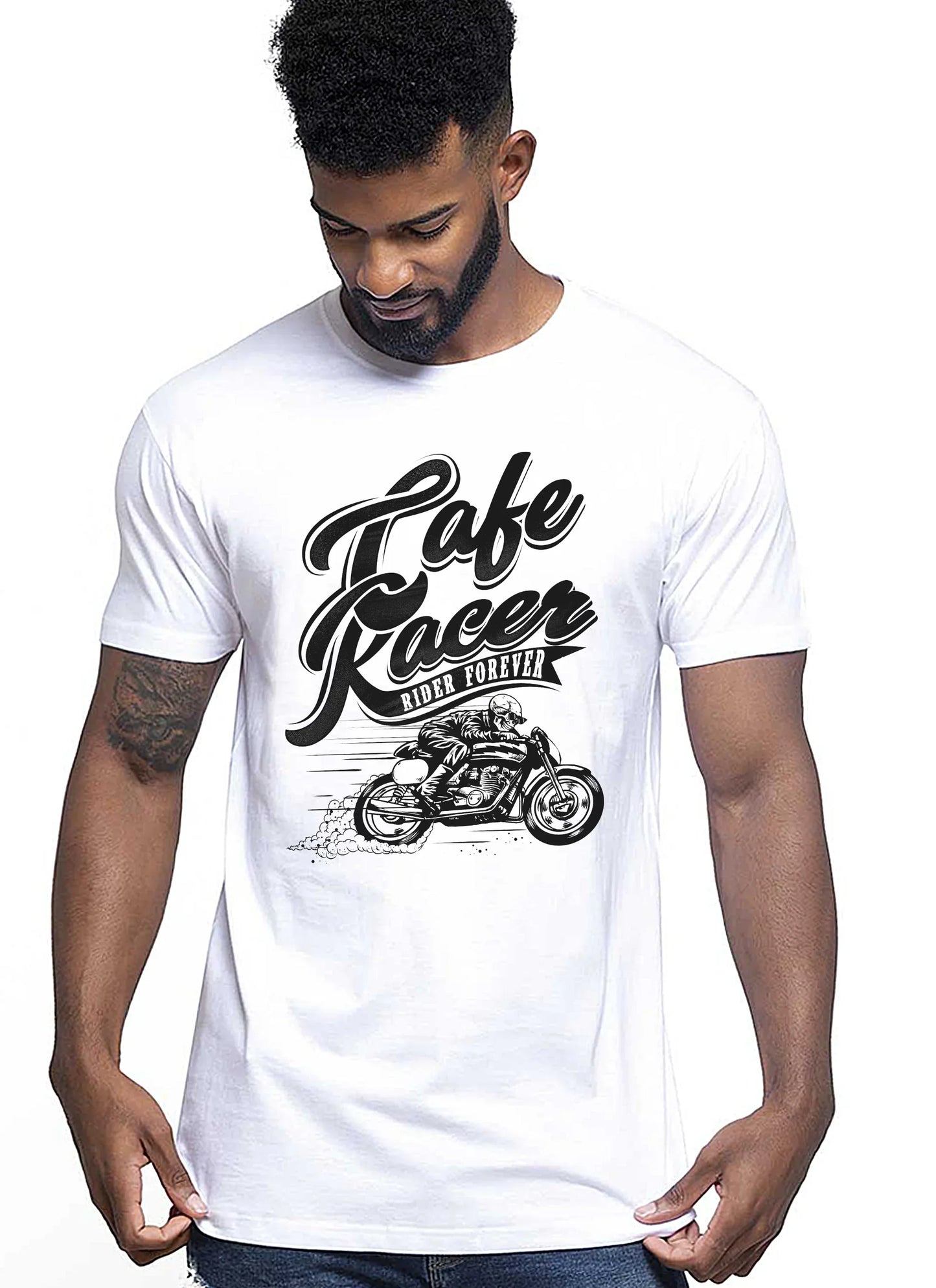 Cafe Racer Rider Forever Auto Moto e Bici 161-2019-17-2 T-shirt Urban Men Uomo 100% Cotone Pettinato JK - STREET STYLE