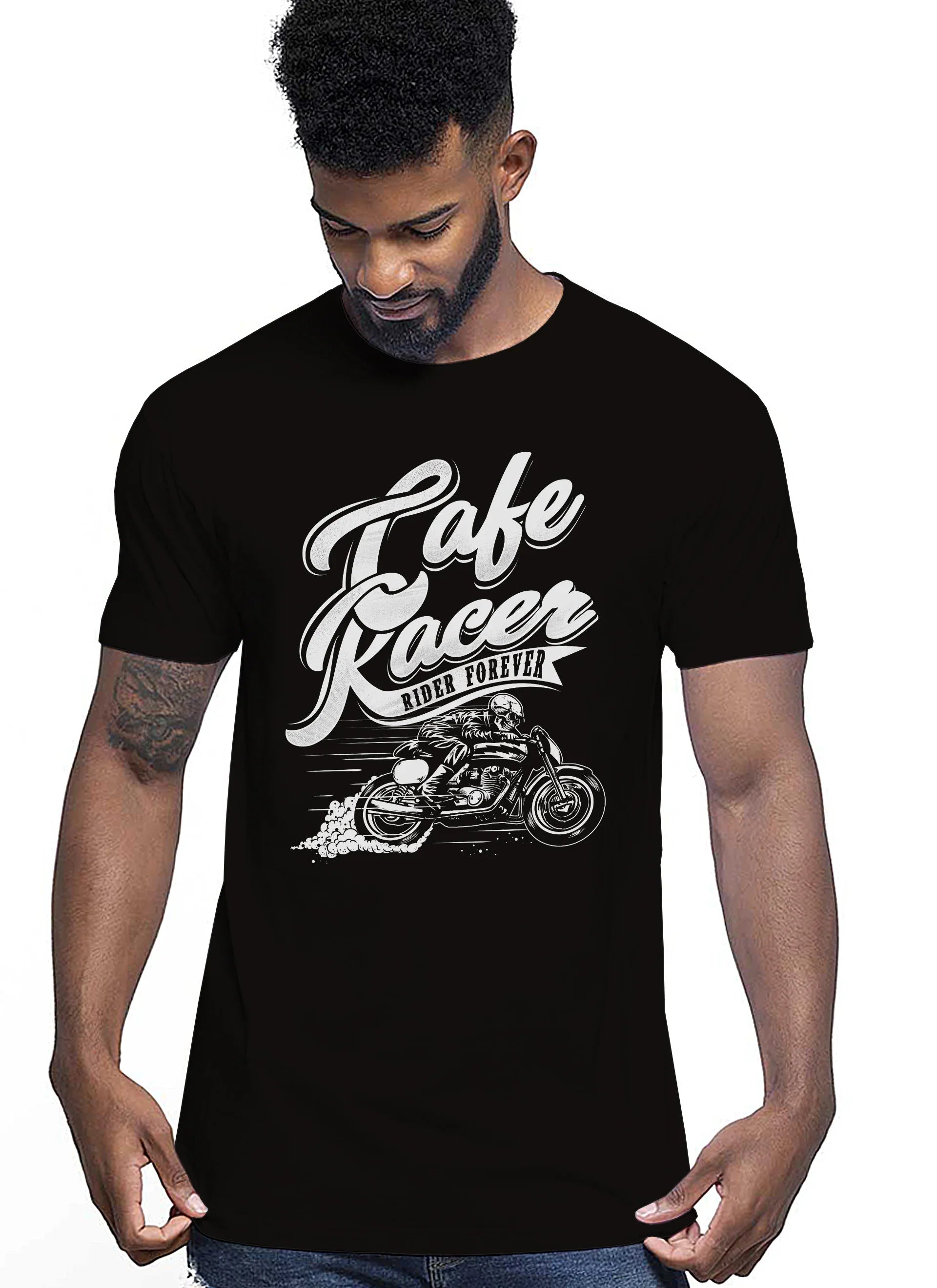 Cafe Racer Rider Forever Auto Moto e Bici 161-2019-17-2 T-shirt Urban Men Uomo 100% Cotone Pettinato JK - STREET STYLE