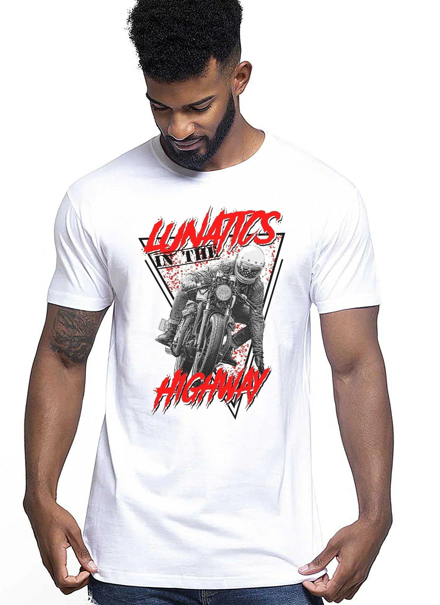 Lunatics in the HigWay Auto Moto e Bici 161-2019-2 T-shirt Urban Men Uomo 100% Cotone Pettinato JK - STREET STYLE