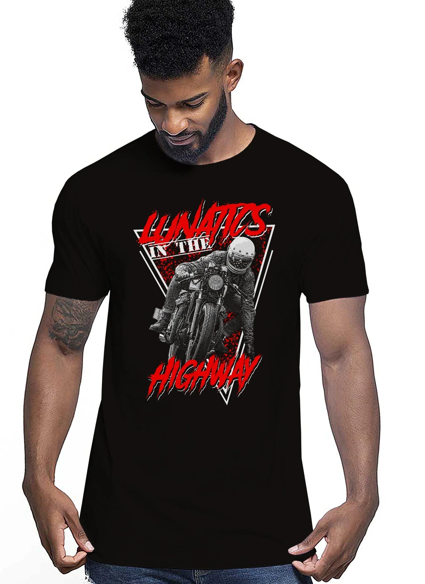 Lunatics in the HigWay Auto Moto e Bici 161-2019-2 T-shirt Urban Men Uomo 100% Cotone Pettinato JK - STREET STYLE